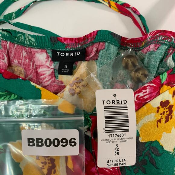 Torrid 5X NEW Fit Flare Floral Tank Top Corset Lace Up Back Adj Straps Bright - Picture 3 of 9
